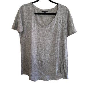 Banana Republic Gray 100% Linen V-Neck Short Sleeve Breathable T-Shirt - Medium